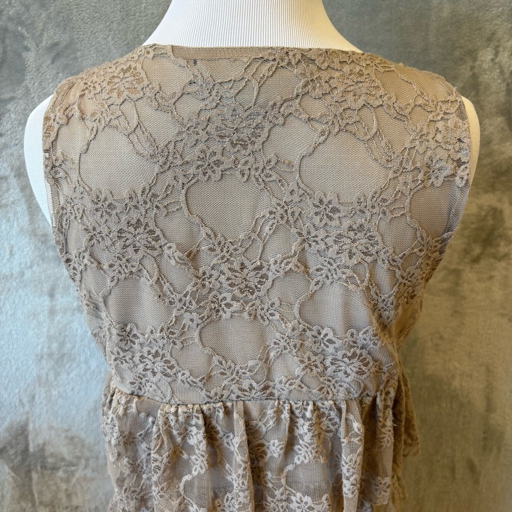 Boho Bohemian Flapper 1920s Lace Tiered Sleeveless Dress Sz M - Picture 6 of 12